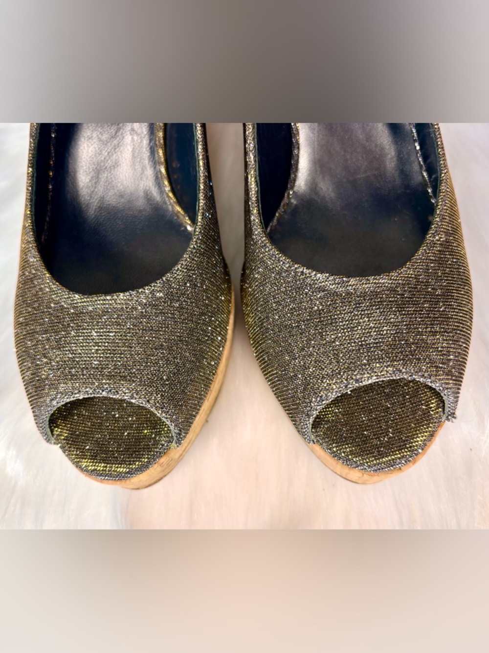 STUART WEITZMAN Metallic Cork Wedge Sandal - Picture 5 of 11